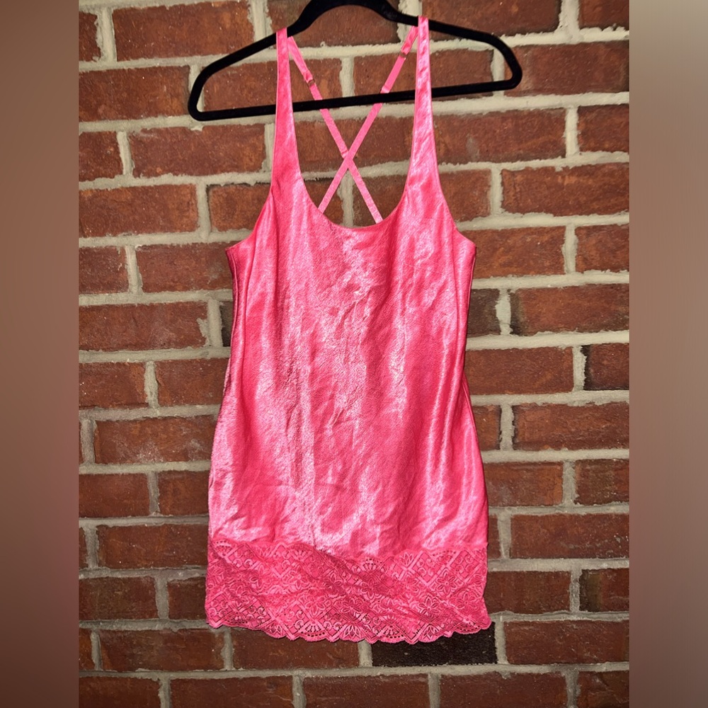 Vintage Victoria’s Secret coral/ pink satin and lace nightgown
